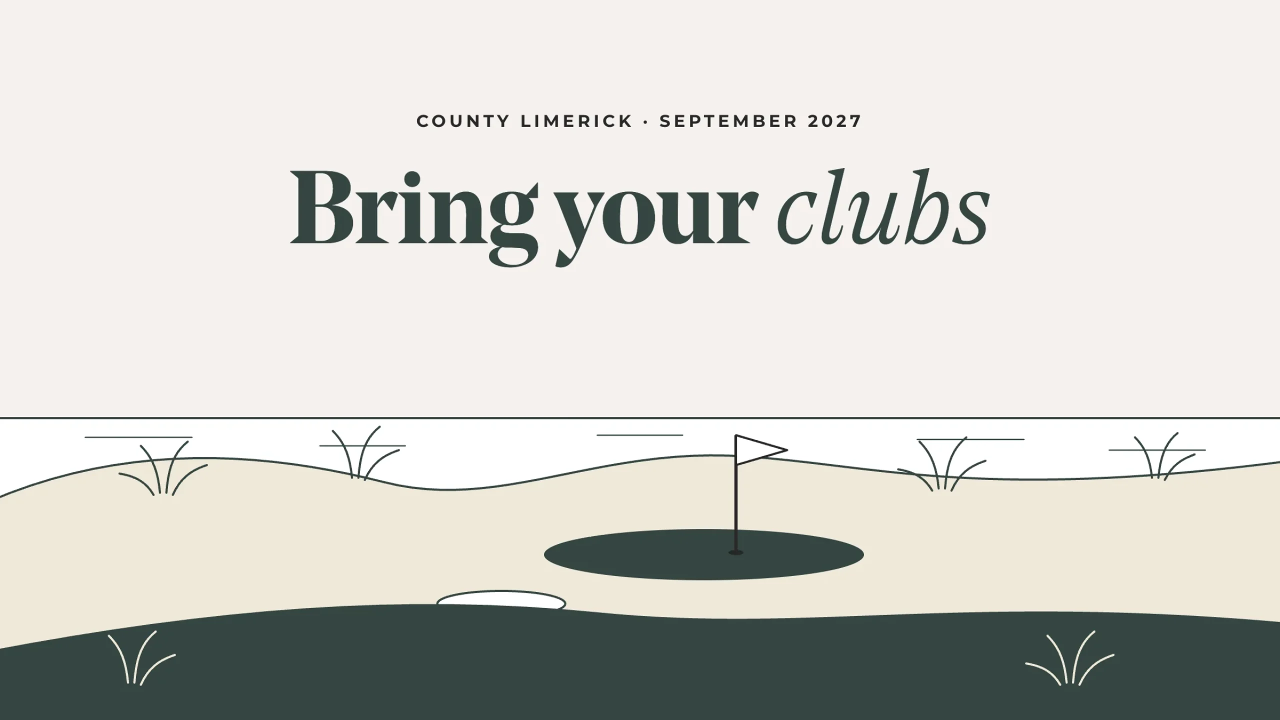 Illustration of a links golf hole on the Atlantic coast of south-west Ireland