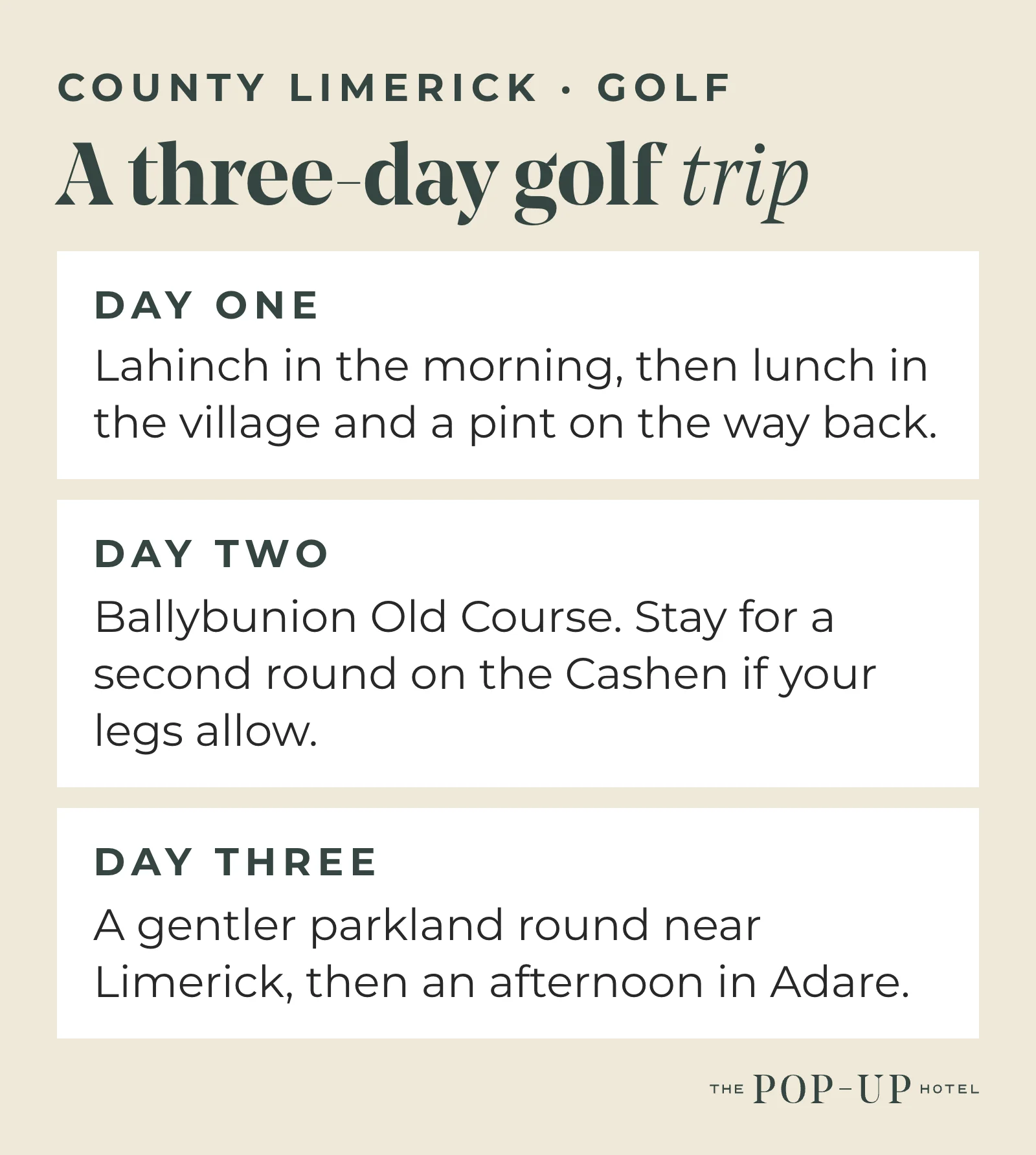 Suggested three-day golf itinerary from Adare