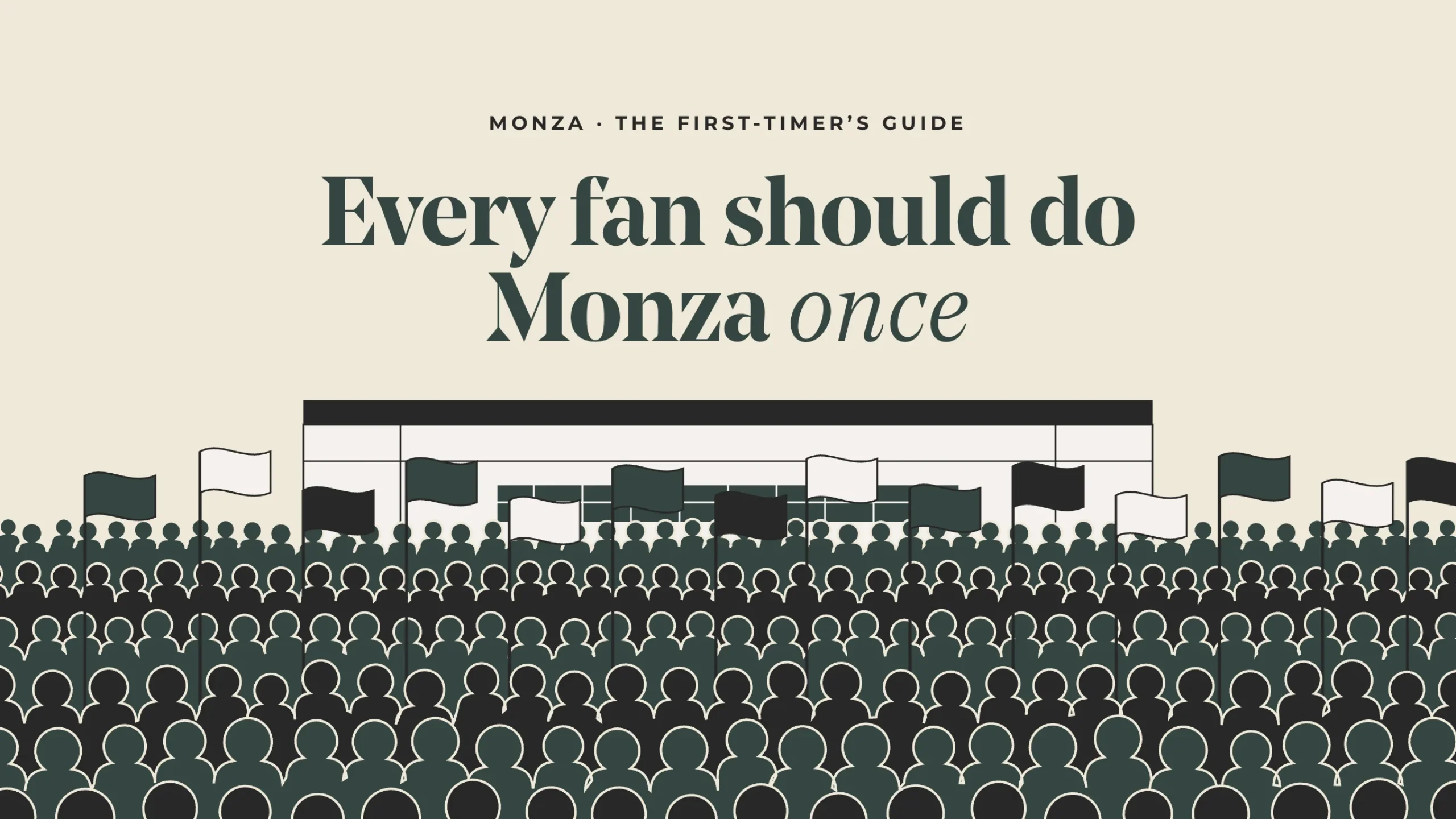 Illustration of fans with flags beneath the podium after the Italian Grand Prix at Monza