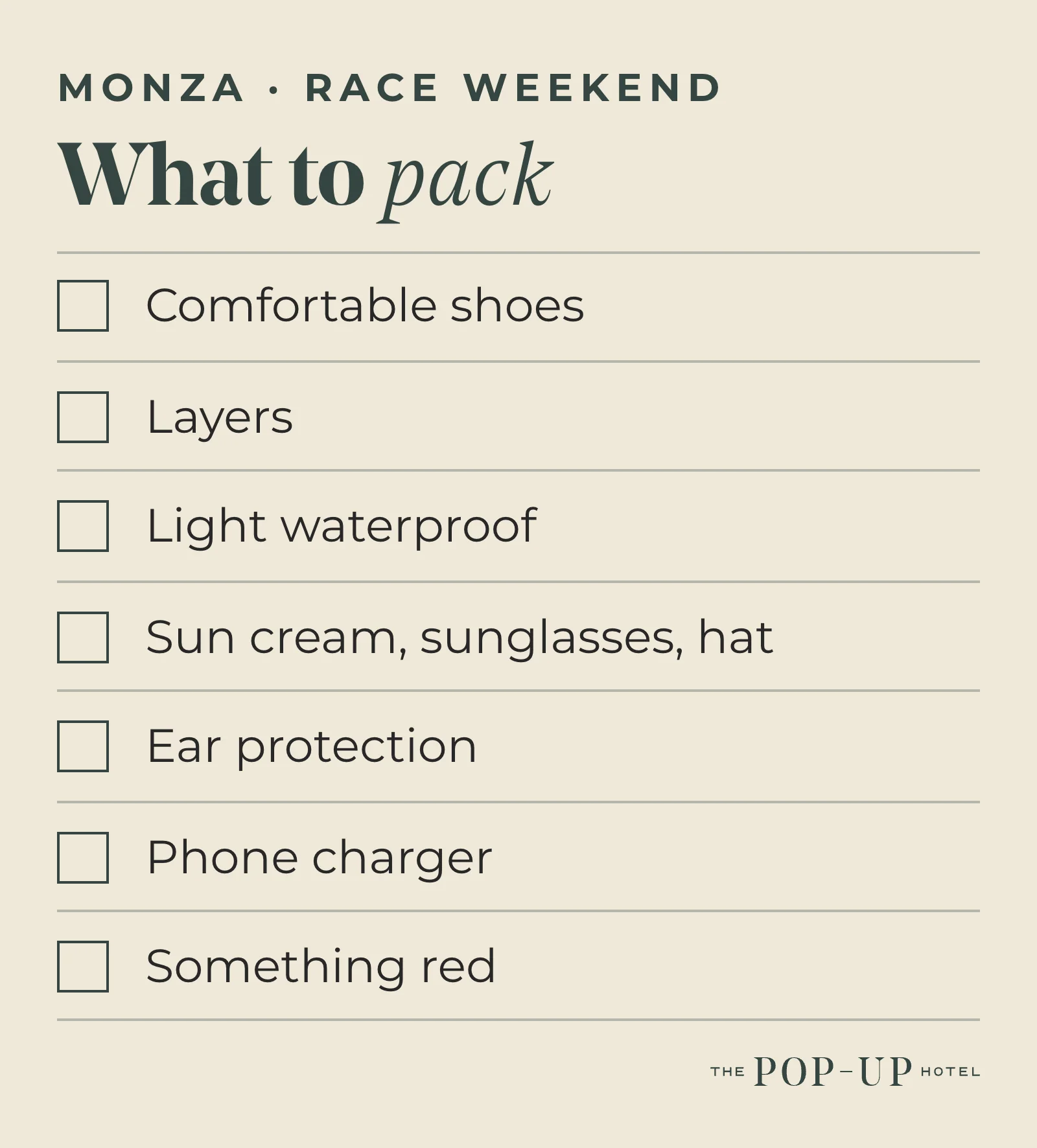 What to pack for the Italian Grand Prix at Monza
