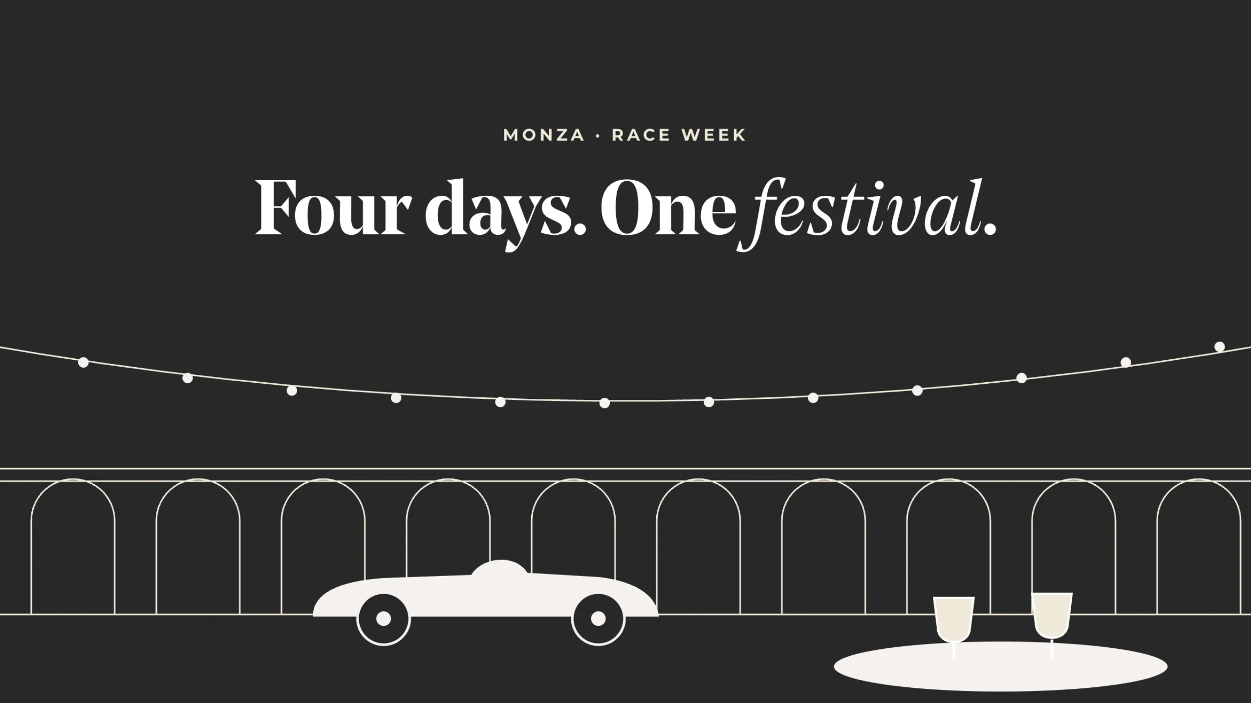 Illustration of a Monza piazza at night during Fuori GP race week